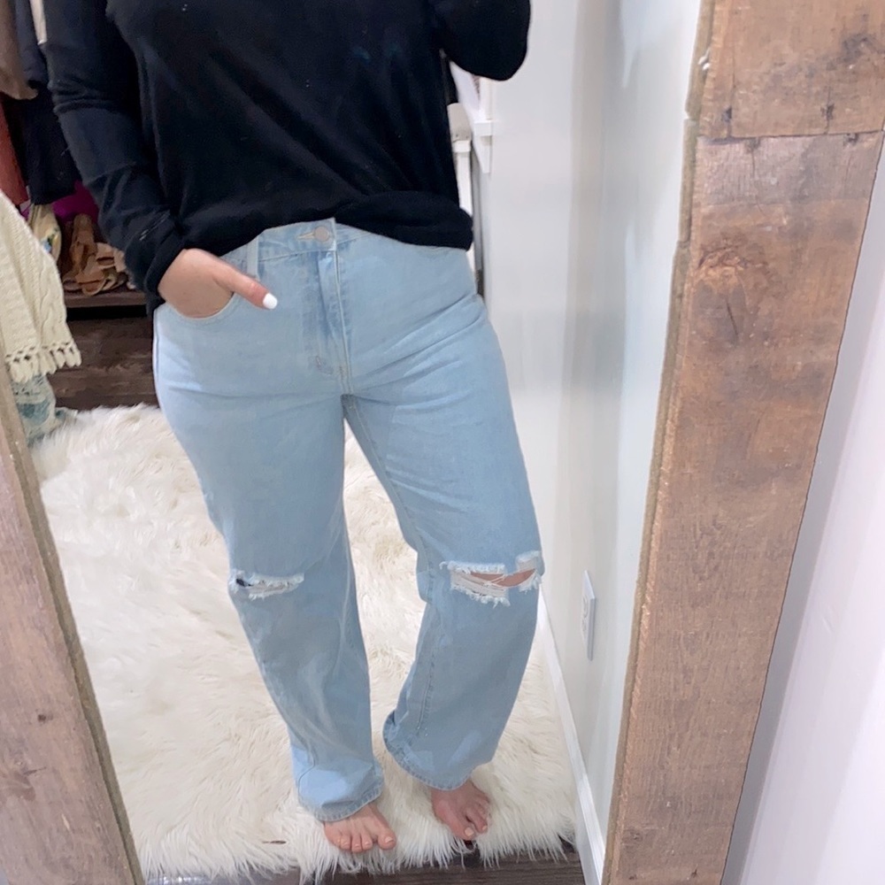 SHEIN high rise jeans size large distressed - Picture 2 of 7